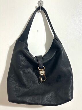 Dooney & Bourke Classic Black Pebbled Leather Hobo Shoulder Bag
